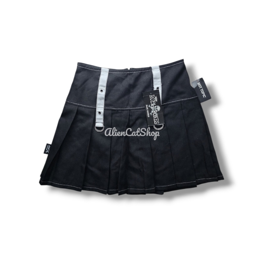 **NEW** Royal Bones White Straps Pleated Skirt
